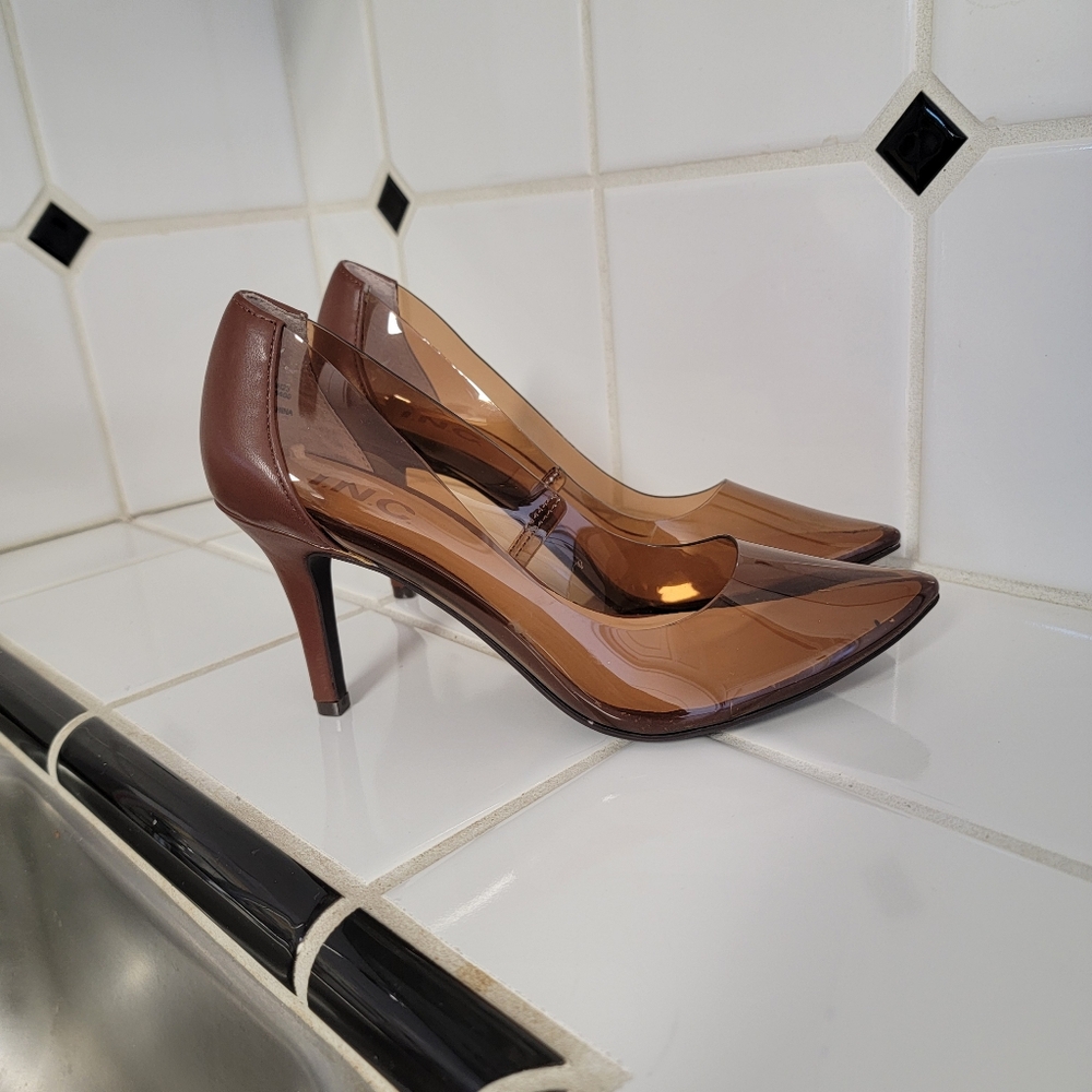 INC Brown Vinyl Heels